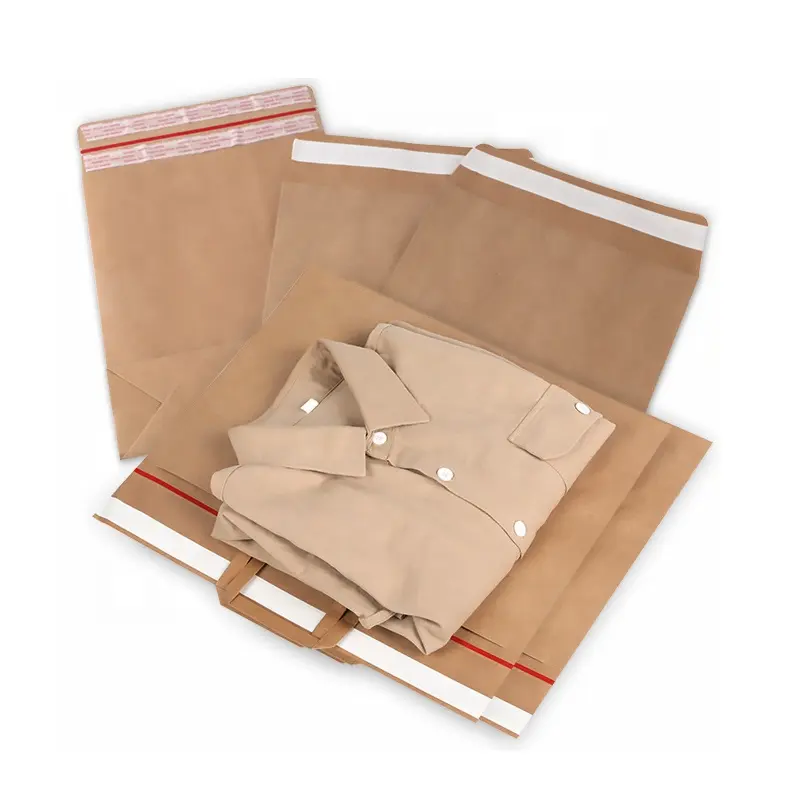 SZCX Custom Logo Brown Expandable Envelopes 100% Recyclable Clothing Courier Shipping Bags Brown Kraft paper Mailing bags