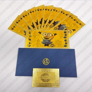 5 dessins <span class=keywords><strong>film</strong></span> <span class=keywords><strong>Minion</strong></span> dessin animé carte en plastique 24k feuille d'or plaqué carte - Product Image 3