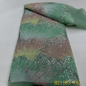 Mới nhất rực rỡ mềm mại và nhiều màu sọc sequin Net Tulle French Wedding ren vải - Product Image 6