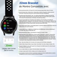 Bracelet de montre en silicone de 22 mm pour montre connectée / montre universelle