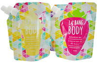 Pochette souple personnalisée écologique de 1L avec bec verseur pour jus de fruits, détergent liquide ou boissons, avec logo personnalisé en PE