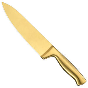 High Hardness Household Luxury Cooking Gold Titanium Coated Stainless Steel Kitchen <b>Knife</b> <b>Set</b> with Black Block - Product Image 5