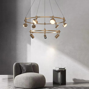 Modern Luxury Decor Circle Pendant <b>Light</b> with Adjustable Height Acrylic & Brass Flexible Linear Track <b>Light</b> Kit Hanging <b>Light</b> - Product Image 1