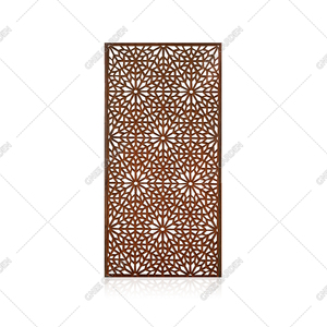 Corten Steel Art Deco Waterproof Laser Cut Decorative Outdoor <b>Privacy</b> <b>Screens</b> and Panels Divider Set with Stand - Product Image 6