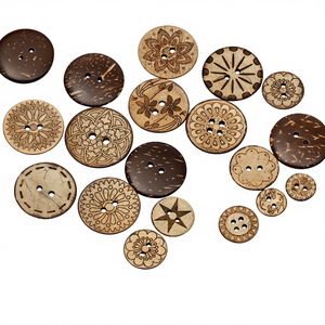 กระดุมเปลือกมะพร้าวทรงกลม ลายสอง<span class=keywords><strong>ตา</strong></span>และสี่<span class=keywords><strong>ตา</strong></span> สำหรับงาน DIY ขายส่งจากจีน - Product Image 1