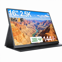 Moniteur portable AHXJKA 16 pouces à écran unique 2.5K 144Hz avec étui en cuir pour extension d'écran double pour ordinateur portable Windows/Mac