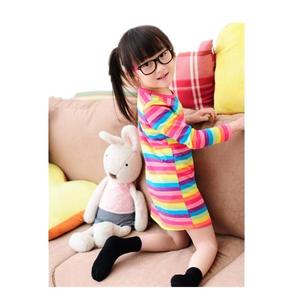 Wholesale Online Shopping Casual Red Striped Long Sleeve Short Dresses for Kids Girls From China Factory - Product Image 1