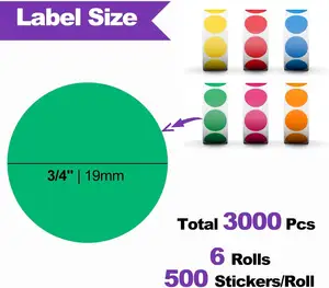 3000Pcs 3/4 "Farb codierung etiketten Circle Dot Aufkleber, Round Yard Sale Aufkleber mit leuchtend gelb grün rot rosa orange blau