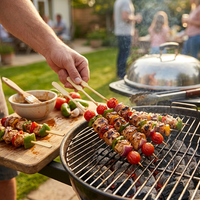 Brochettes en bambou de qualité supérieure, écologiques, jetables, de qualité alimentaire, certifiées FSC, FDA, LFGB, CE N° 1935/2004, DGCCRF