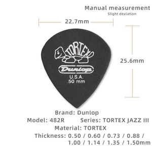 Plettro Dunlop. Plettro per chitarra elettrica 482R <span class=keywords><strong>JAZZ</strong></span> 3. Spessore: 0,50/0,60/0,73/0,88/1,00/1,14/1,35/1,50 mm. - Product Image 3