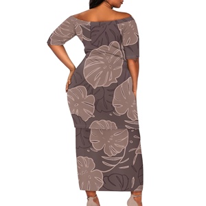 Elegante Abito da Spiaggia Marrone da Donna, Set 2 Pezzi con Top a Spalle Scoperte e Gonna Lunga Maxi, Vestiti Casual Hawaiani Tropicali Sexy per Donne - Product Image 5