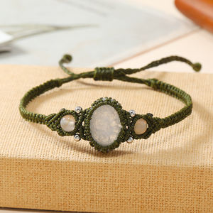 Joyería Tribal Llamativa Hecha a Mano Ajustable Cuarzo Piedra Preciosa Macramé Cera Cordón <span class=keywords><strong>Pulseras</strong></span> Charm <span class=keywords><strong>Pulseras</strong></span> Ágata Principal <span class=keywords><strong>Pulseras</strong></span> - Product Image 4