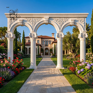 Colonnes romaines en marbre blanc d'extérieur, style corinthien, piliers décoratifs en pierre pour <span class=keywords><strong>jardin</strong></span>, véranda, décoration <span class=keywords><strong>de</strong></span> villa - Product Image 1