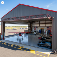 Hangar d'avion professionnel en acier galvanisé avec revêtement anticorrosion, structure à travée libre, haute résistance au vent, durable