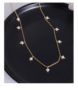 สร้อยคอโชคเกอร์ไข่มุกน้ำจืดแท้ ชุบทอง 18K PVD บนสแตนเลสสตีล |   กันน้ำ ป้องกันการแพ้ และไม่ซีดจาง - Product Image 6