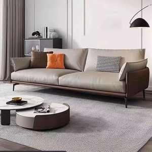 Sofá de Oficina de Tres Plazas de Cuero Italiano Genuino con Estructura de Madera Sólida y Área de Descanso Confortable - Product Image 1