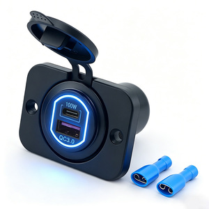 พอร์ต PD3.0 100W และ Quick Charge 3.0 ช่องเสียบที่จุดบุหรี่แบบกันน้ำ วัสดุโลหะ ใช้แทนช่องเสียบ USB ในรถยนต์ - Product Image 1