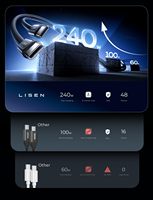 Câble USB C vers USB C LISEN 240W, cordon de charge rapide PD 100W, câble de charge haute puissance type C, câble de données pour iPhone, MacBook, Samsung
