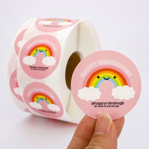Rouleau d'étiquettes rondes autocollantes personnalisées en papier, impression numérique durable, texte et images personnalisés, noyau de 3 pouces - Product Image 2