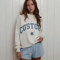 Sweat à capuche surdimensionné en coton pour femme, brodé sur mesure, col rond, tricoté, design de créateur, ensemble unisexe, personnalisation avec logo