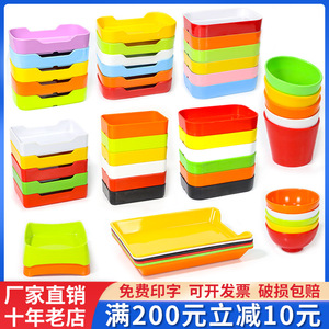 Plateau rectangulaire en mélamine couleur unie pour les repas d'hôtel, les fêtes, le service du café et du thé - Product Image 5