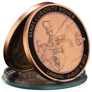 Moneda Conmemorativa Oficial de la NASA del Aterrizaje del Vehículo Explorador Mars Curiosity el 5 de Agosto de 2012, Bañada en Bronce - Product Image 1