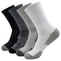 Chaussettes de sport en coton peigné avec logo personnalisé, fabrication OEM ODM directe d'usine, chaussettes respirantes à hauteur moyenne, couleur et emballage personnalisés, vente en gros