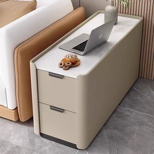 Modern Console <b>Table</b> 30cm Wide Solid Wood With <b>Marble</b> Top Storage Drawer For Living Room Sofa <b>Side</b> Use - Product Image 2