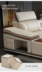 सिंगल चार्जिंग फंक्शन चमड़े की कला सोफे न्यूनतम सोफा आकार अपार्टमेंट लिविंग रूम फर्नीचर चमड़े के सोफे सस्ते सोफे - Product Image 3