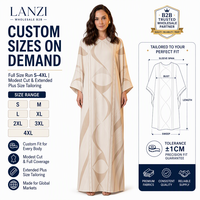 Robe Kaftan Femme Personnalisée Grande Taille Maxi Abaya Modeste Ample Col V Longueur Complète Jacquard Impression Numérique Été pour Acheteurs de Dubaï