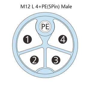 M12 L 코드 여성 16A DC 전원 패널 커넥터 전면 측면 잠금 PCB 접점 PG9 섀시 사이드 스레드