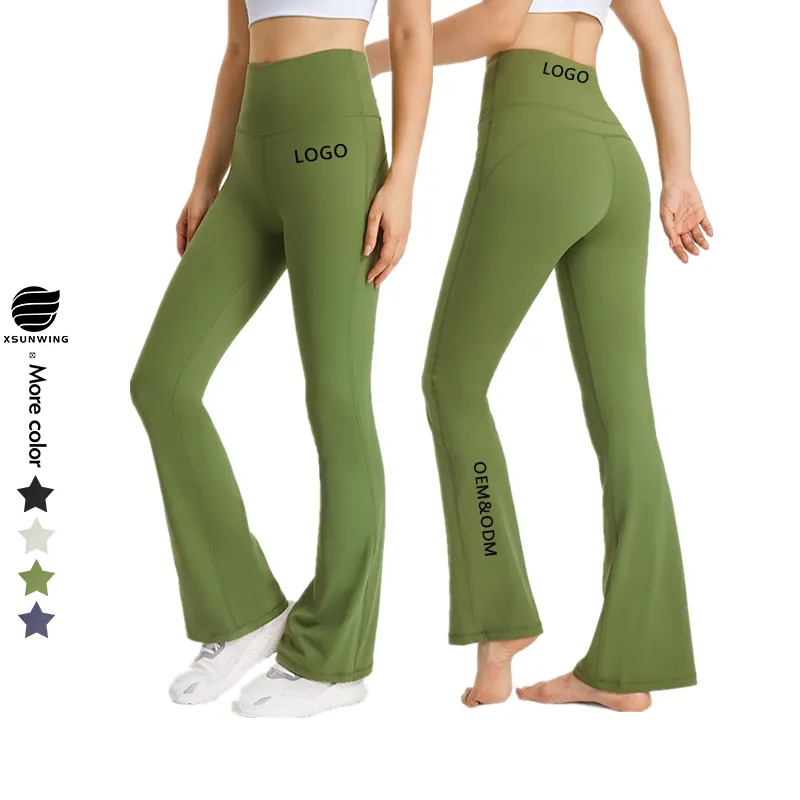 Xsunwing Tanz Aktivbekleidung Fitnessbekleidung Fitness Leggin Scrunch po Lift Leggins schnell trocknend hohe Taille Flare Yoga-Hose Dame WDQ204