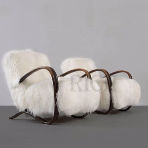 <span class=keywords><strong>Fauteuil</strong></span> de repos rétro avec cadre en bois, <span class=keywords><strong>fauteuil</strong></span> d'appoint en fausse <span class=keywords><strong>fourrure</strong></span> <span class=keywords><strong>blanche</strong></span> pour la maison, la chambre à coucher, le salon, l'hôtel, la villa, l'appartement - Product Image 1