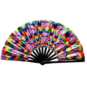 Éventail pliable personnalisé en tissu de bambou de 33 cm avec technique de peinture pour discothèques, prix d'usine - Product Image 6