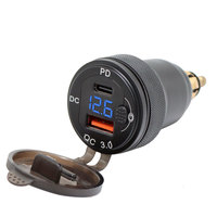Chargeur USB pour moto PD QC3.0, adaptateur d'alimentation 12V, prise Hella DIN avec interrupteur à bouton, voltmètre LED pour BMW, Ducati, Triumph