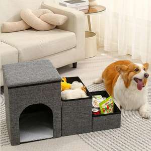 Escaleras Plegables de Lujo para Mascotas, <span class=keywords><strong>Escalera</strong></span> Plegable Resistente con Almacenamiento para <span class=keywords><strong>Cama</strong></span>, Sofá, <span class=keywords><strong>Nido</strong></span> para Cachorros, Escaleras para Mascotas con Esponja Gruesa - Product Image 2