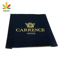 Étiquettes tissées personnalisées pour vêtements, avec logo en lettres personnalisées, fil doré, polyester, lavables, couleur personnalisée