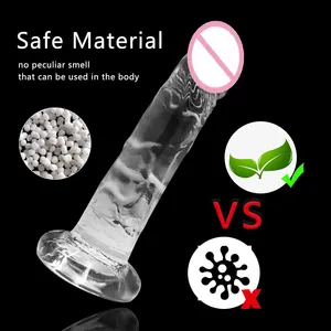 TPE TPR Realistic Dildo G Spot Stimulator Crystal Clear Dildos Soft Penis With Strong Suction Cup Adult Sex Toys