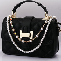 Tas Selempang Vintage Y2K Berhias Mutiara, Kristal, dan Rantai Bunga Buah, Manis, Feminin, dan Cantik,  Tas Tangan Kristal, Tas Selempang, Gantungan Kunci