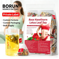 OEM ODM Thé aux feuilles de lotus, rose et hawthorn 150g (5x30 sachets) – Aide à la perte de graisse, protège le foie, purifie les intestins, nourrit la beauté