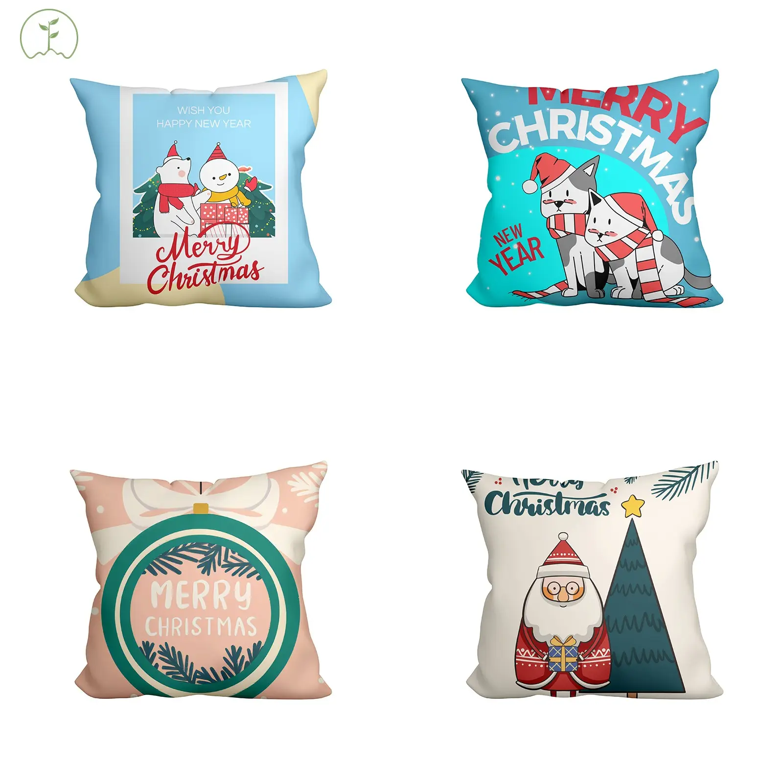 Vente en gros personnalisé nouveau design taie d'oreiller imprimée exquise taie d'oreiller de Noël 45x45 maison décorative canapé housses de coussin