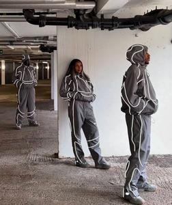 Мужской спортивный костюм на молнии, свободного кроя, укороченный, из нейлона, не мнется, коричневый, 78% нейлон, светоотражающий, удлиненный, укороченный, свободный, ветрозащитный - Product Image 2