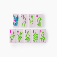 Ensemble de tuiles de mahjong américaines en acrylique à quatre couches, motif botanique pastel, œuvre d'art personnalisée pour les cadeaux en gros et les détaillants de jeux