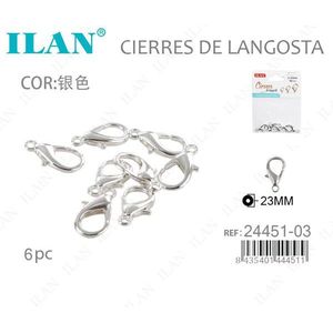 Chiusure a moschettone Ilan 23 mm colore argento, accessori per gioielli, 6 pezzi - Product Image 3