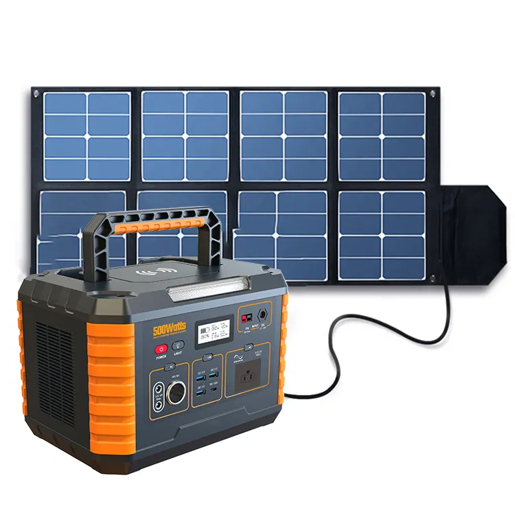 Estação de energia portátil 500w 1000w 1280wh, energia solar de acampamento ao ar livre, emergência, backup, gerador solar