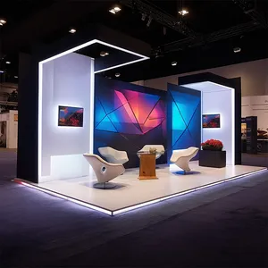 10x20 Modular Expo Booth Design Display Aluminium Frame Backlit Exhibition Island Exhibit Booth For Trade Shows