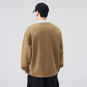 Camiseta Polo de Manga Larga Retro Personalizable, Estilo Holgado de Dos Piezas, Sudadera Moderna para Hombre, Prenda Superior de Moda Masculina - Product Image 4