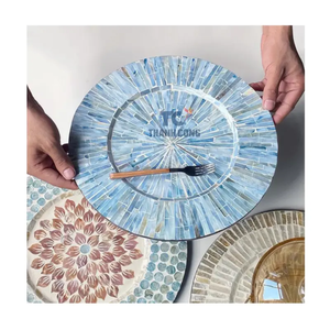 ถาดทรงกลมทำด้วยมือหลากสีทำด้วยมือถาดเปลือกหอยมุกสำหรับตกแต่งใหม่ - Product Image 1