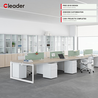 Banc de travail commercial pour 4 personnes avec écran de confidentialité en tissu, armoire mobile et structure en acier – OEM