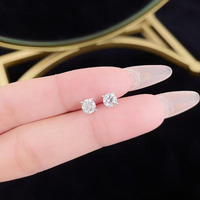 Boucles d'oreilles clous en platine Pt950 avec diamants de laboratoire pour femme, taille brillant rond, certifiées IGI, tendance